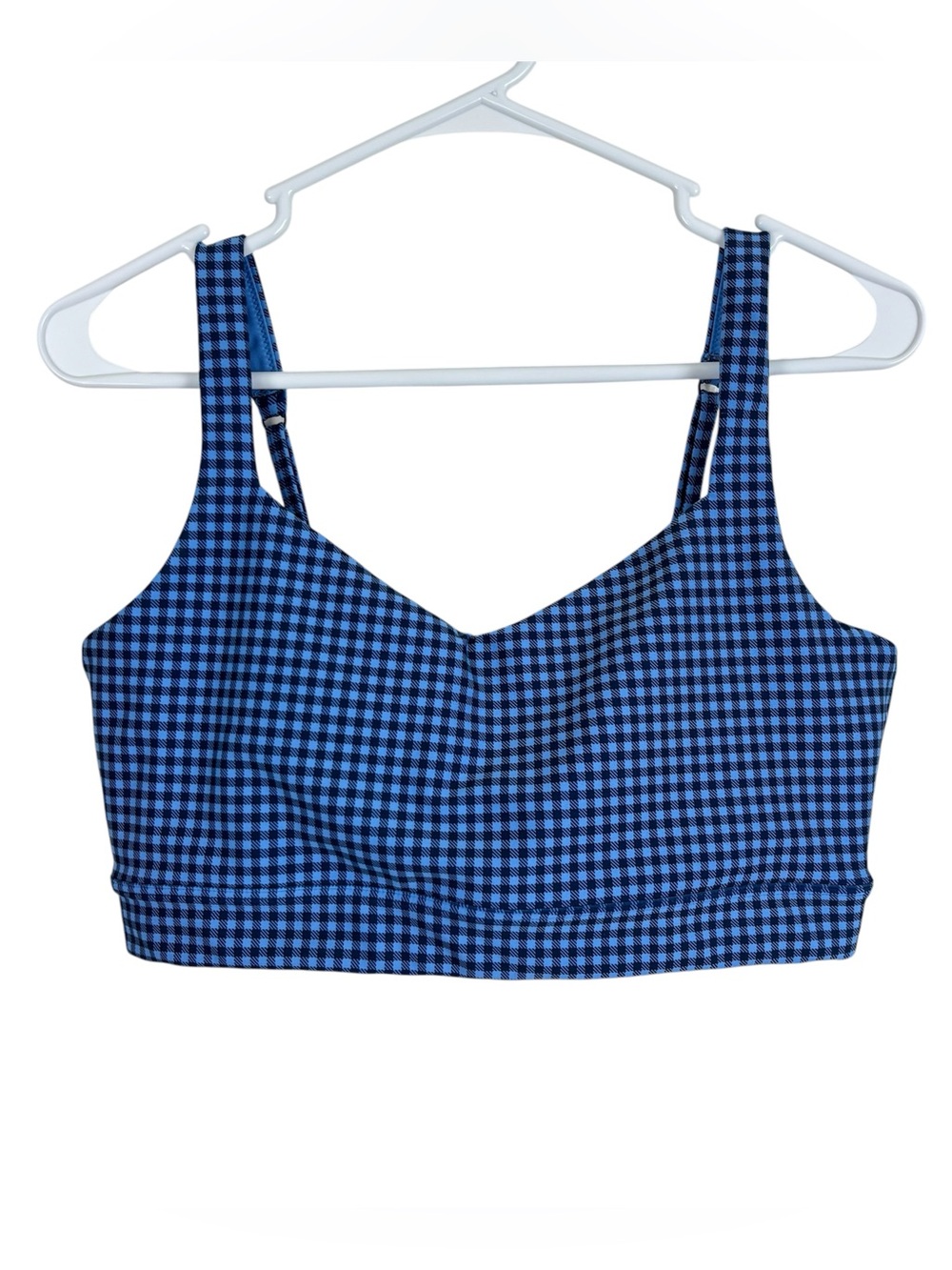 Abercrombie YPB SculptLux Sweetheart Sports Bra Women’s Size Large Blue Gingham
